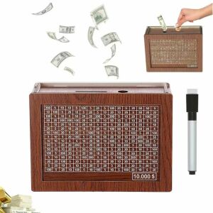 Macvi® fa takarékdoboz gyerekeknek 22x14 cm dekoratív kivitelben pénzérméknek bankjegyeknek