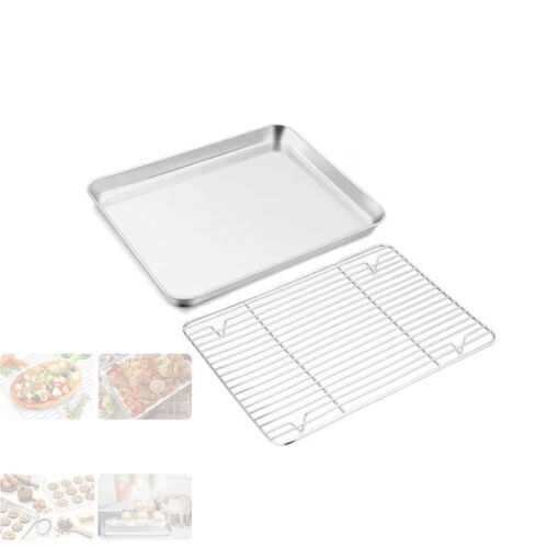 Copt Macvi® rozsdamentes acél tálca grillel 28x23.5x2.5cm multifunkcionális sütőhöz és grillhez