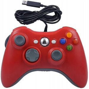 Macvi Dual Shock piros kontroller Xbox 360-hoz és PC-hez USB kábellel - Kontroller