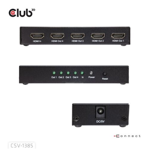 Club3D CSV-1385 HDMI Splitter - 1 vstup, 4 výstupy, 4K@120Hz 140106897