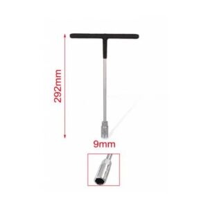 T-alakú Dugókulcs - 9 mm, 292 mm, Acél nyél, Műanyag fogantyú 139542696 - Dugókulcs