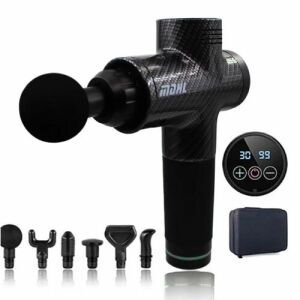 MDHL 1028 Professzionális masszírozó, hűtőrendszerrel, 3200 ütés és 30 sebesség, 6 fej, 16,8 V és 2500 mAh, csendes, táska mellékelve, sötét fekete szín