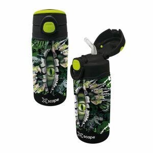 Xscape Dino 500ml Trinkflasche mit Strohhalm, Dinosaurier Design - Füttern