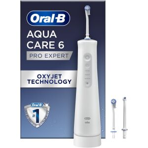 Irigator bucal portabil Oral-B AquaCare Pro Expert Series 6, Tehnologie Oxyjet, 3 intensitati, 2 fluxuri de apa, fara fir, Alb 139558319 - Oral-B