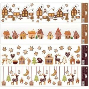 Fenstersticker mit Lebkuchenhausmotiven und Dekorationen, 64 x 15 cm - verschiedene Designs 139572423 - Fensteraufkleber