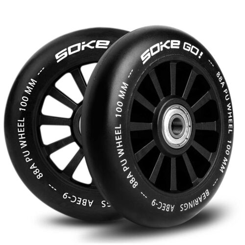 Soke-A 100mm Roller Kerék Szett - Fekete, 2db, ABEC 9