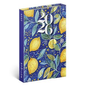 REALSYSTEM 2026 heti tervező citrom mintával, mágneses záródással - REALSYSTEM