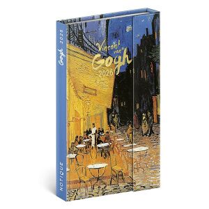 REALSYSTEM 2026 heti tervező mágneses zárással, Vincent van Gogh 'Cafe Terrace at Night' festményével - REALSYSTEM