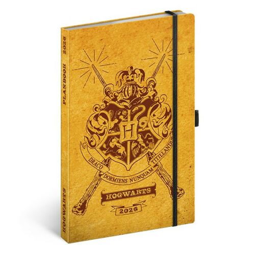 Határidőnapló REALSYSTEM 130x210 mm 2 hét oldalpáronként sárga lapos Harry Potter - Hogwarts 2026.