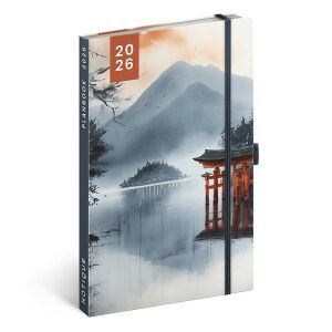 REALSYSTEM 2026 Japan határidőnapló gumis zárással, 130x210mm - REALSYSTEM