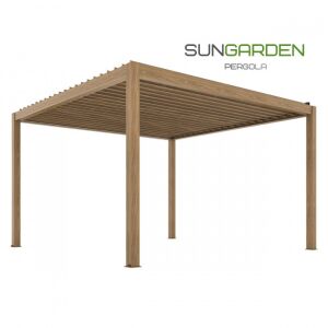 SUNLuxe Elektromos Terasz Pergola - 4x4m, LED Világítás, Fa