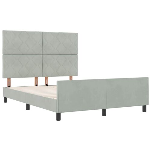 vidaXL Boxrugós ágy fejtámlával Világosszürke 140 x 190 cm Bársony