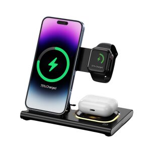 Plemory - Stație Încărcare Wireless 4-în-1 cu LED - Fast Charger 23W 139618911 - Încărcătoare wireless