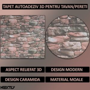NEXTLY 3D Öntapadós Falpanel - Kőhatású, 70x77 cm, 20 db