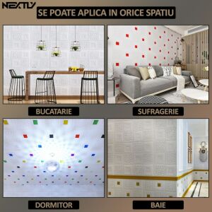 NEXTLY Öntapadós 3D Tapéta Készlet - 40 db, 21,2 m2, Vízálló