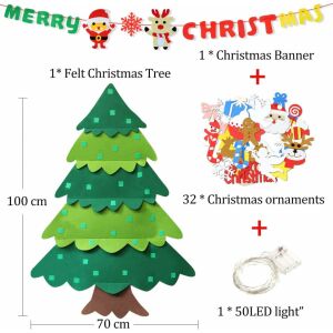 Weihnachtsbaum mit abnehmbarem Ornament Aovowog, Filz, mehrfarbig, 70 x 100 cm 139620041 - Saisonale Dekoration