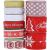 Set mit 9 Rollen DYWW Weihnachtsband, rot/weiß/gold, Polyester, 10 mm / 15 mm / 25 mm 139620049