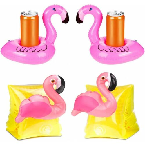 4er Set aufblasbare Poolspielzeuge JAHEMU, PVC, rosa/gelb, 17 x 20 cm / 16 x 20 cm 139620050
