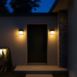 Aplica LED Exterior AMIRA, 1 Sursa de lumina, Lumina Calda, Negru 139622816 - Lămpi de perete pentru exterior