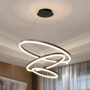 Závesný LED luster s diaľkovým ovládaním CASIANA 84W, 3 kruhy, studené/teplé/neutrálne svetlo, stmievateľné, čierne, nastaviteľná výška 139622977 - Závesné lampy