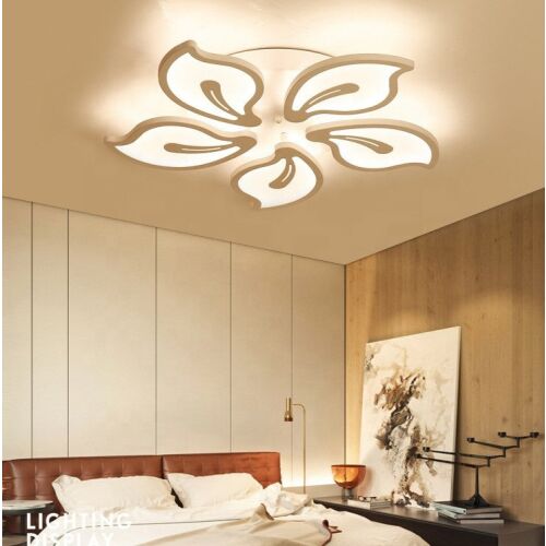 Żyrandol LED z pilotem JASMINE 73W, 5-płatkowy, światło zimne/ciepłe/neutralne, ściemnialny, biały