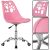 Springos rózsaszín irodai szék részletek, tappancs kivágások, kényelmes ülés, forgótalp