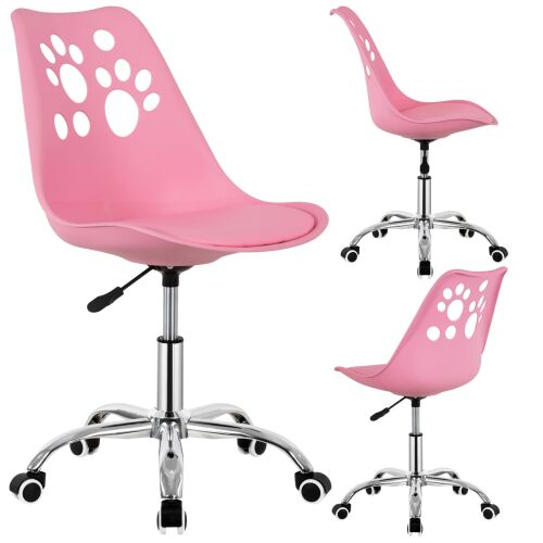 Springos rózsaszín irodai szék tappancs mintával, állítható magassággal, forgótalppal