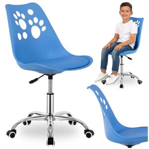 Springos kék forgószék tappancs mintával, kollázs - Ifjúsági szék