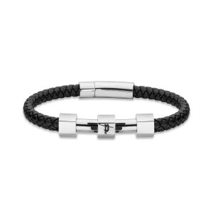 Police Hardware Férfi Bőr Karkötő - Fekete 139630012 - Férfi ékszer