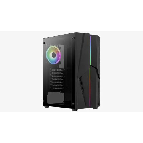 Aerocool Mecha ARGB Schwarzes PC-Gehäuse mit Seitenteil aus gehärtetem Glas