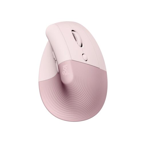 Logitech Lift Vertikale Ergonomische Maus - Rosa, schräge Ansicht