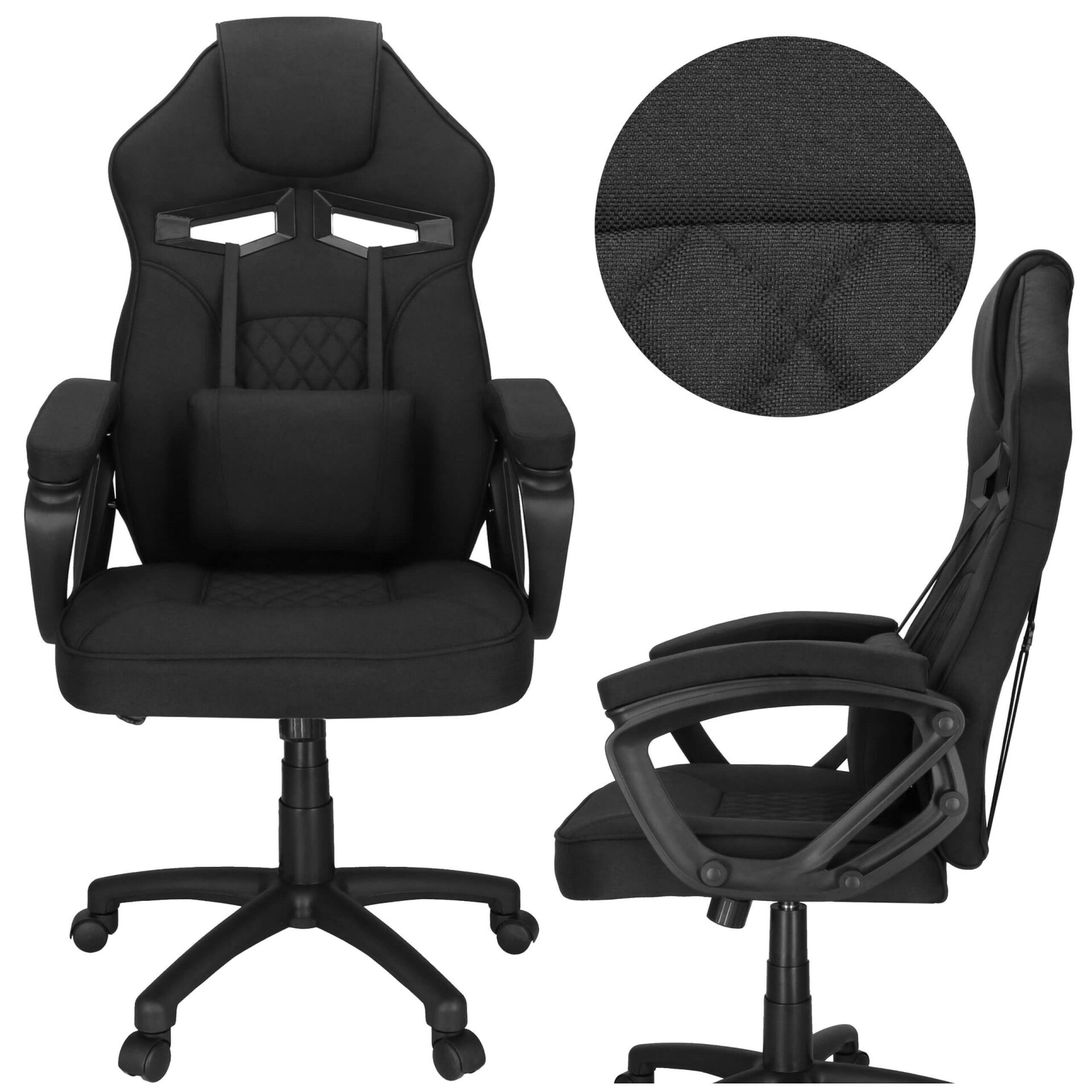 E-shop Ergonomická kancelárska stolička s čiernou HDF tkaninou, hojdacia...