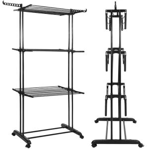 3-level rolling clothes drying rack, 17 m drying surface, 10 kg