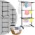Collage of 3-tier rolling clothes drying rack views