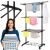 Woman holding laundry basket next to 3-tier rolling clothes drying rack