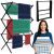 Springos black adjustable clothes drying rack with towels and woman holding laundry basket