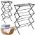Springos black adjustable clothes drying rack with laundry basket