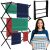 Springos black adjustable clothes drying rack with towels, woman with laundry basket