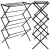 Springos black adjustable clothes drying rack, open and folded views