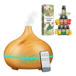 Aróma difuzér Phatoil s dreveným vzorom 300 ml + sada 6 esenciálnych olejov 139640318 - Difuzér