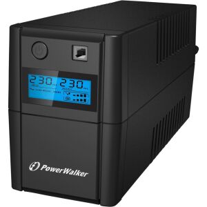 PowerWalker VI 850SE LCD UPS szünetmentes tápegység ferde nézet - PowerWalker