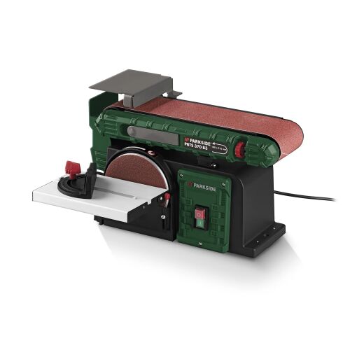 PARKSIDE PBTS 370 B3 2 az 1-ben szalag- és tányércsiszoló, ferde nézet