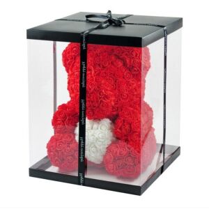 Piros-Fehér Rózsa Maci - 40 cm - Kézzel Készített, Örök Ajándék 139643509 - Ajándék ötlet Valentin-napra