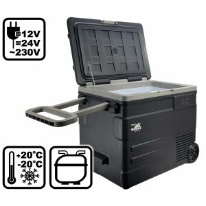Wertberg LT 7.55 BT hordozható kompresszoros hűtőszekrény nyitott fedéllel, fogantyúval és hőmérséklet tartomány jelzővel. - Otthon & Kert