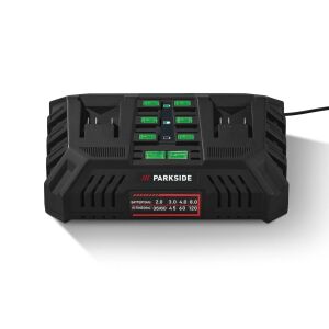 PARKSIDE® PDSLG 20 B2 Dupla gyorstöltő 20 V 2 x 4,5 A