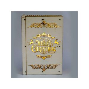 Weihnachtsbuch mit Muster 23x16x4,5cm/Warmweißes LED Holzlicht Dekoration (306-01) 139967134 - Crăciun