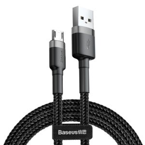 Cablu Date si Incarcare Baseus, Cafule CAMKLF-BG1, USB la MicroUSB, 1m, 2.4A, Negru Gri (CAMKLF-BG1) 145178070 - Baseus Cabluri USB