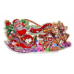 Iris 3D Decorațiune de Crăciun Moș Crăciun pentru Fereastră - 2 buc Decorațiune Carton 24x45cm 139967221 - Crăciun