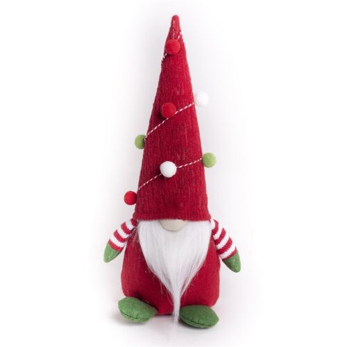 Iris červený a zelený vianočný škriatok s bradou, 35 cm