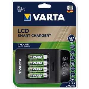 Varta LCD Smart 4x AA/AAA NiMH Akkumulátor Töltő + 4 db AA 2100mAh Ceruzaelem 139667583 - Varta Elem